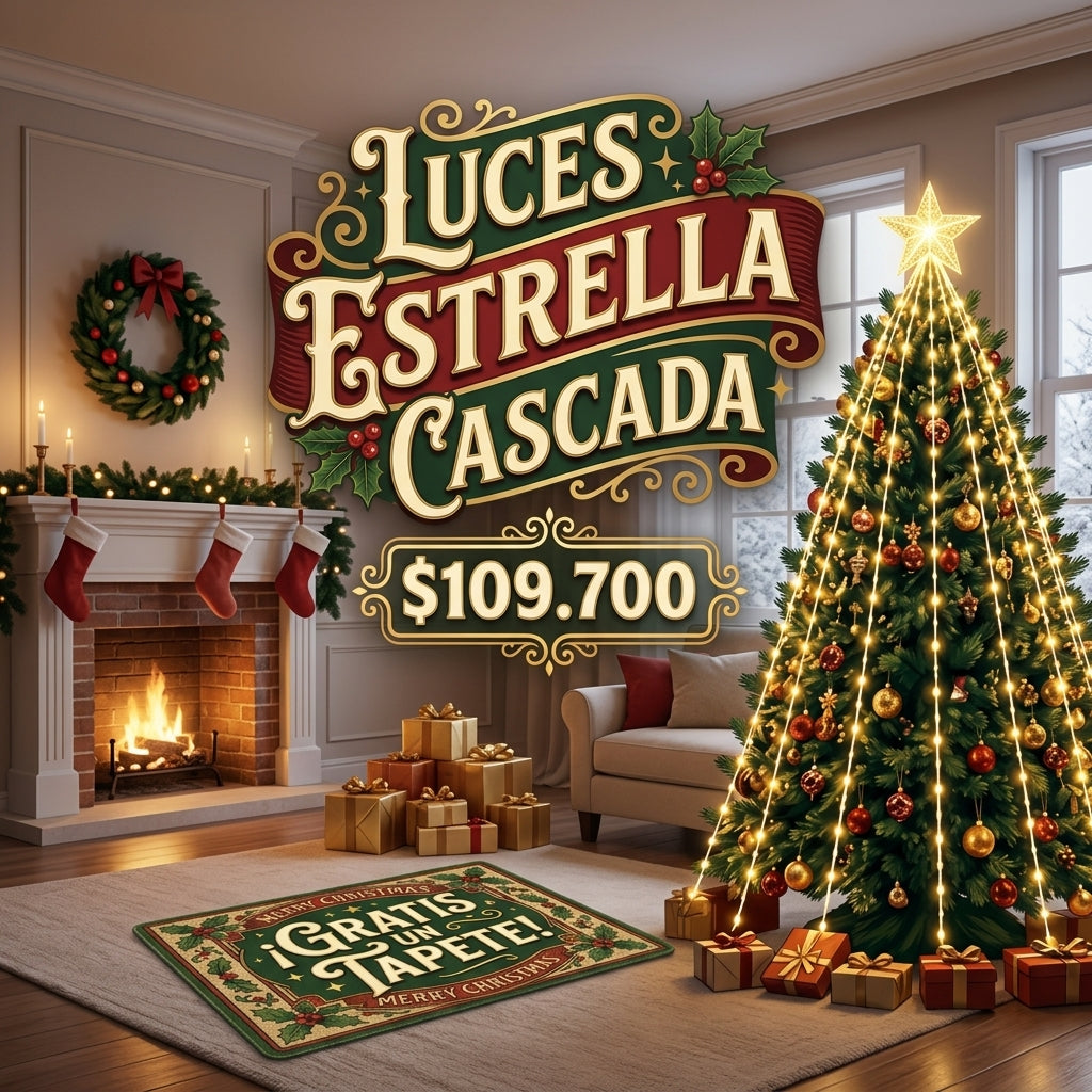 Luces Estrella Cascada Y Tapete Navidad
