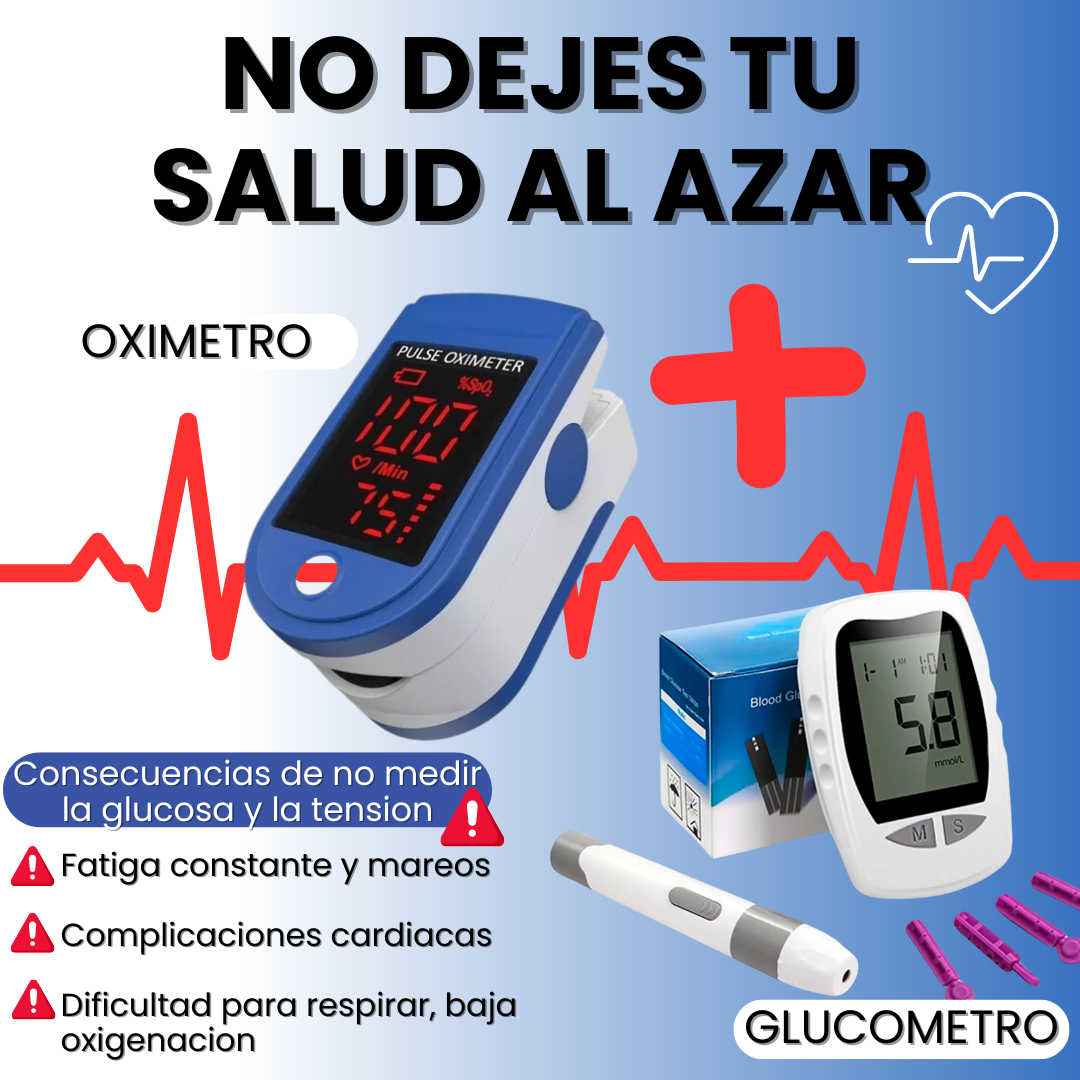 Combo oximetro + glucometro digital monitoreo diario calidad alemana premium || Glucomax™