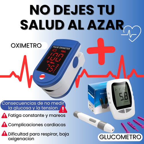 Combo oximetro + glucometro digital monitoreo diario calidad alemana premium || Glucomax™