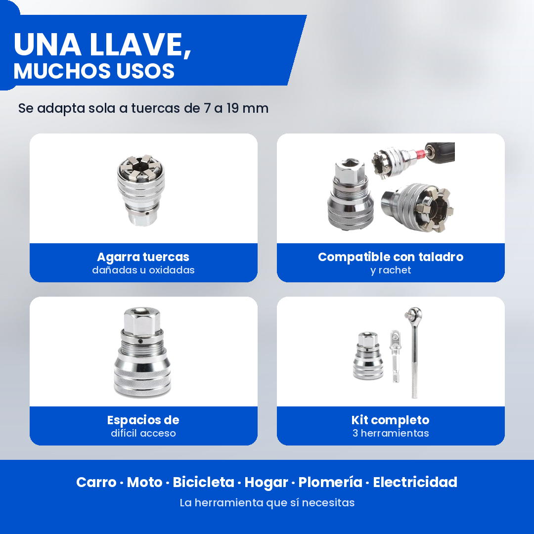 Llave UniversalKey™ || Adaptador + Rachet (Gratis)