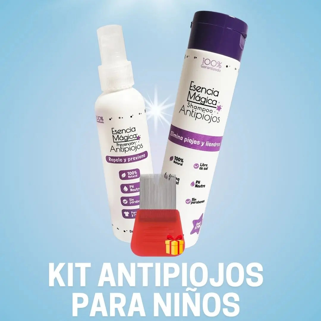 KIT TRATAMIENTO ANTI PIOJOS: Shampoo Elimina Piojos + Spray Repelente + Cepillo Profesional Saca Piojos GRATIS 🎁