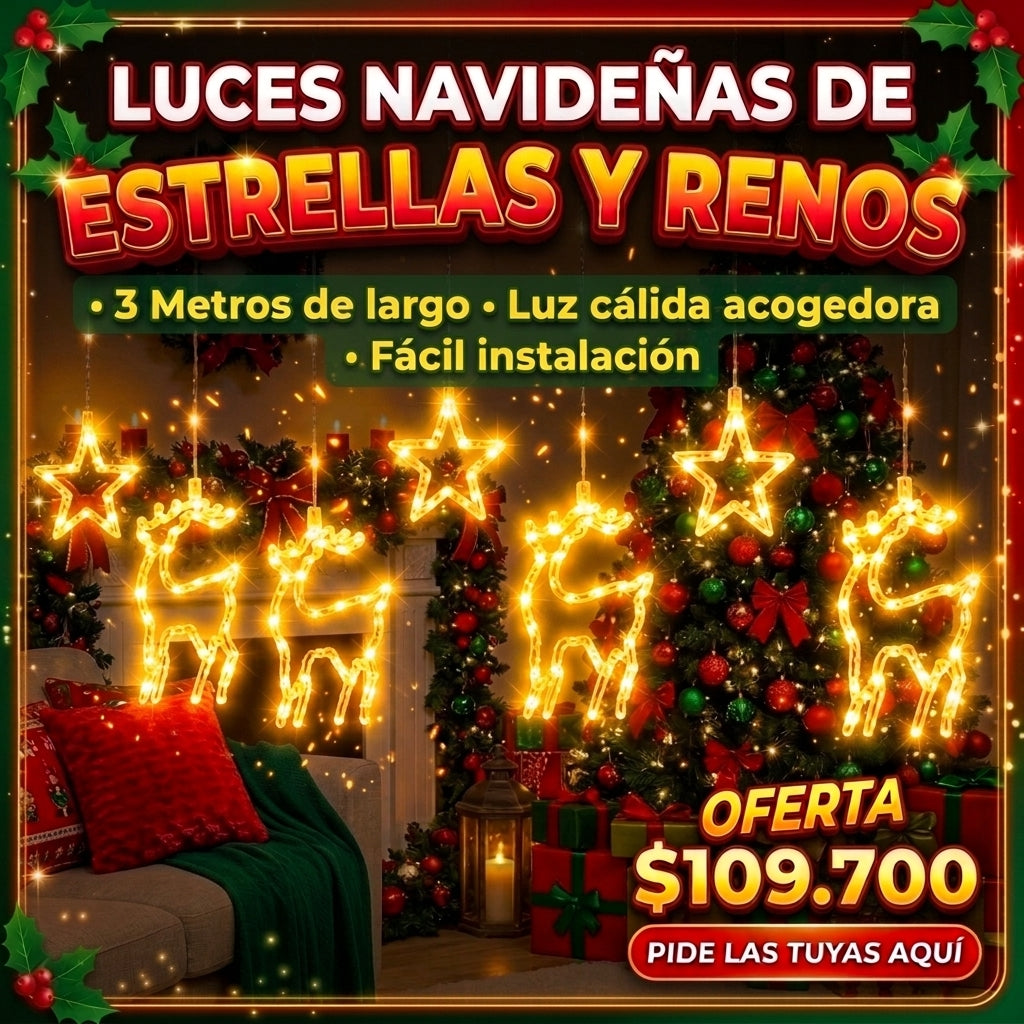 LUCES NAVIDEÑAS ESTRELLAS Y RENOS