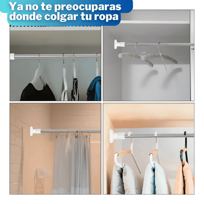 BARRA EXTENSIBLE SIN PERFORACION DORMITORIO, BAÑO, ROPA, CORTINA || 0.90 A 1.60 METROS