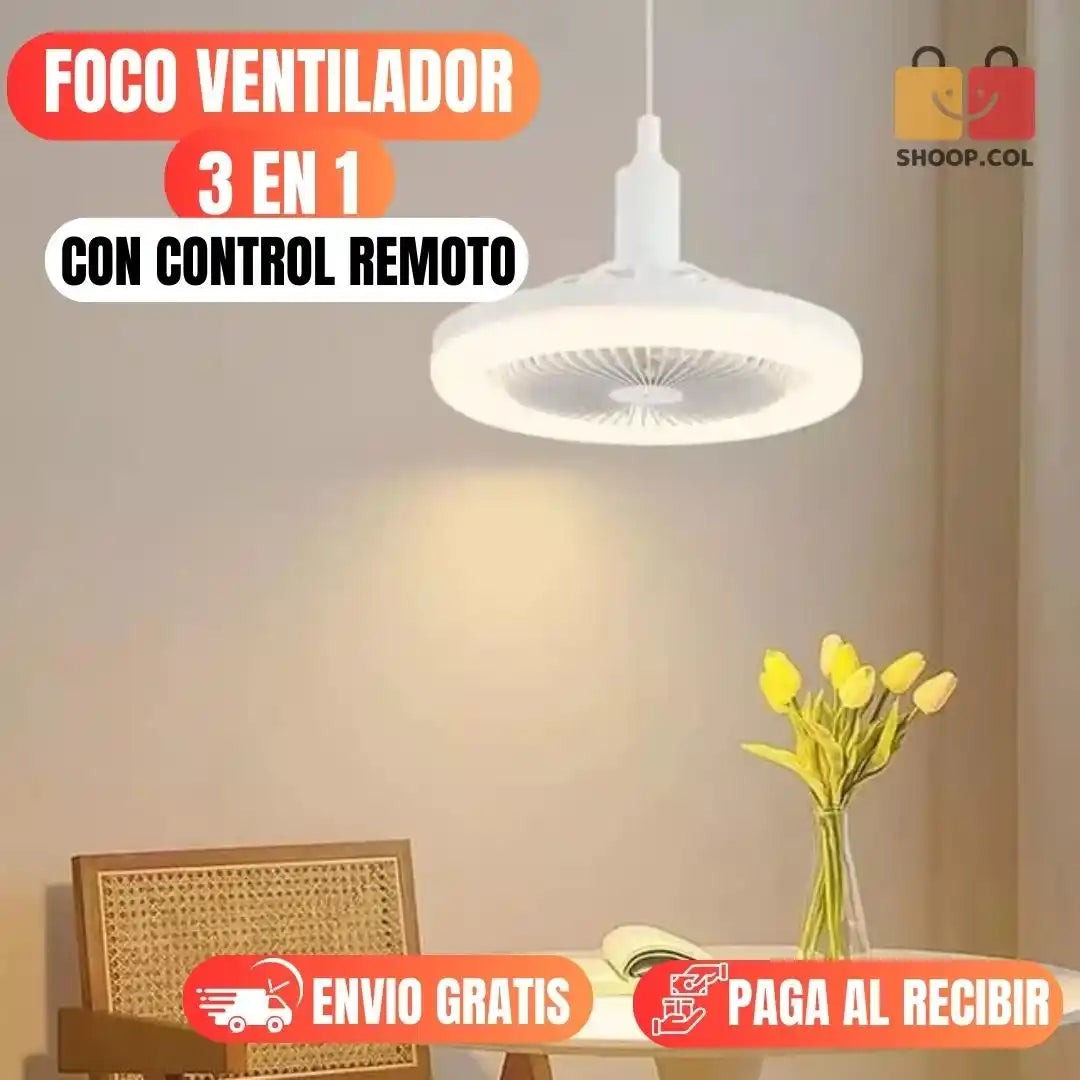 FOCO VENTILADOR 3 EN 1 CON CONTROL REMOTO