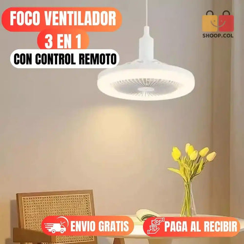 FOCO VENTILADOR 3 EN 1 CON CONTROL REMOTO