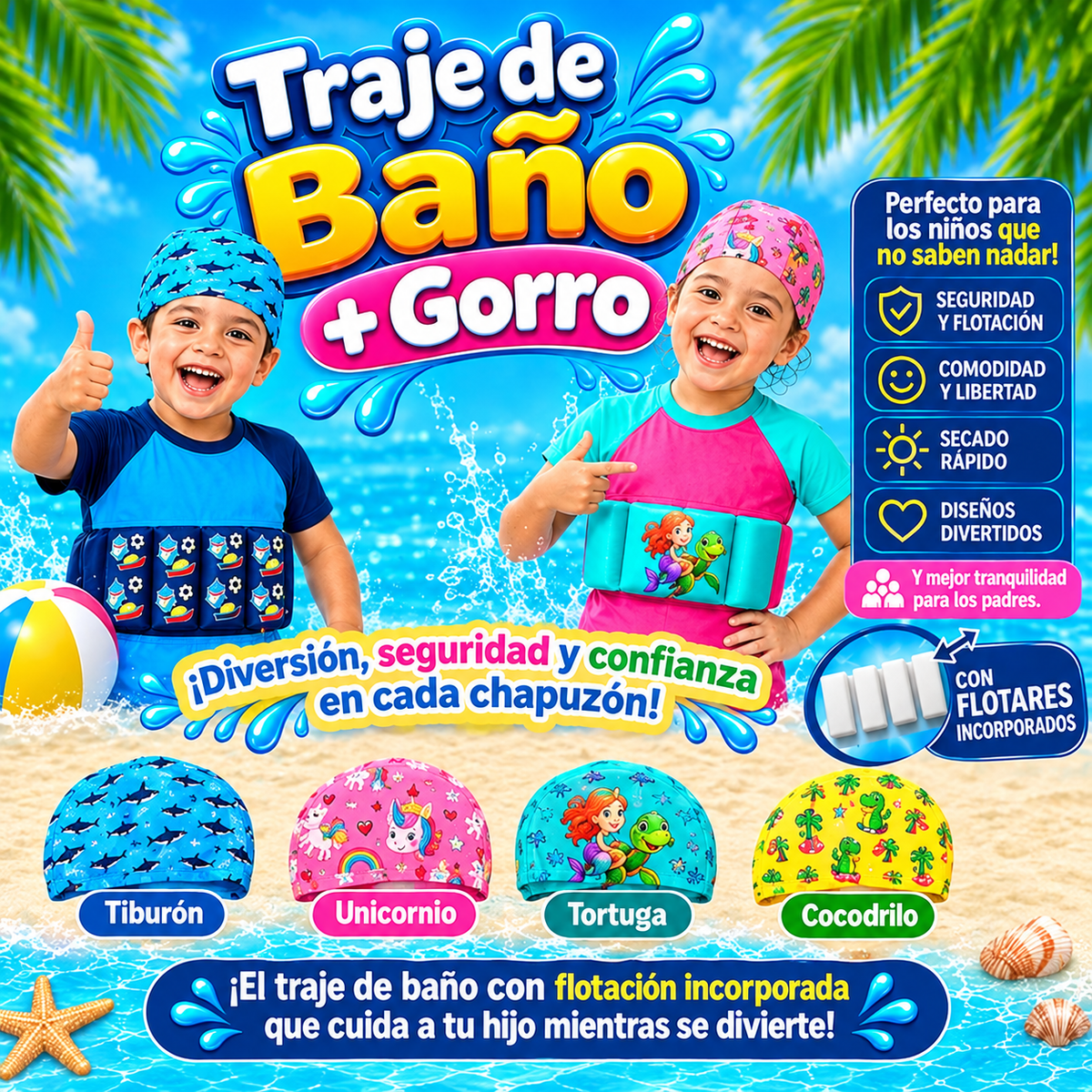 COMBO TRAJE DE BAÑO +GORRO
