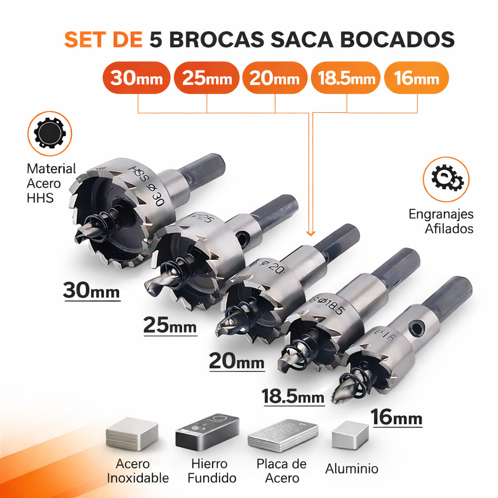 Corona de metal (set x5 brocas) GEMPAGE